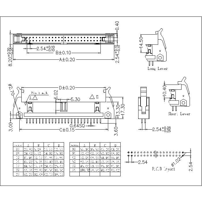 LHDS04 2.54mm Ejector Header Straight DIP Type With Lever LHDS04 2.54mm Ejector Header Straight DIP Type With Lever